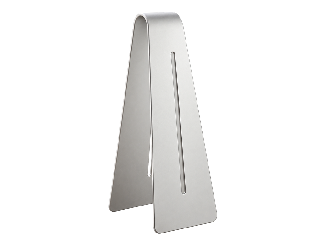 Silver aluminum headphone stand, product-only view