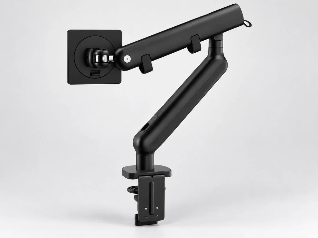 M2 black single-monitor arm, complete product view