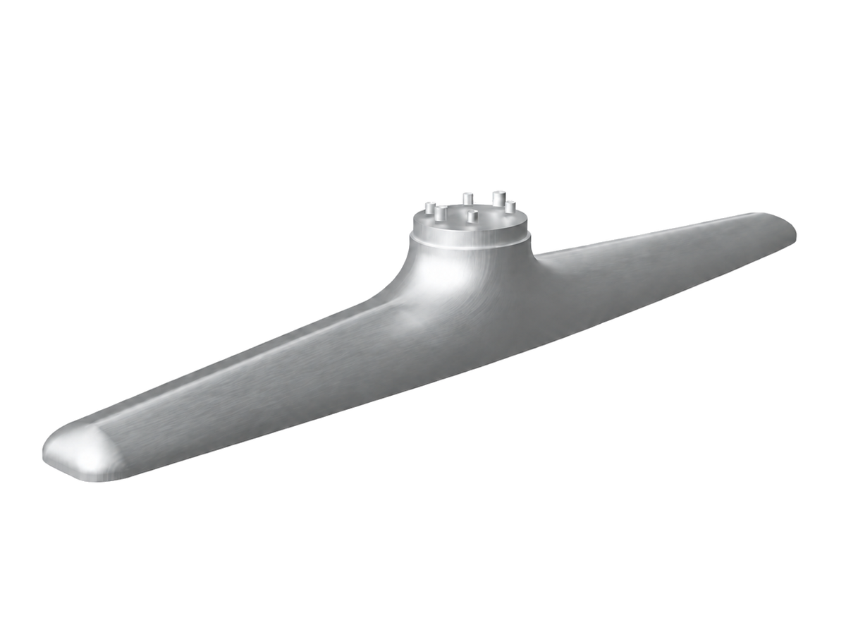 Isolated close view of the one-piece die-cast aluminum foot and column mount