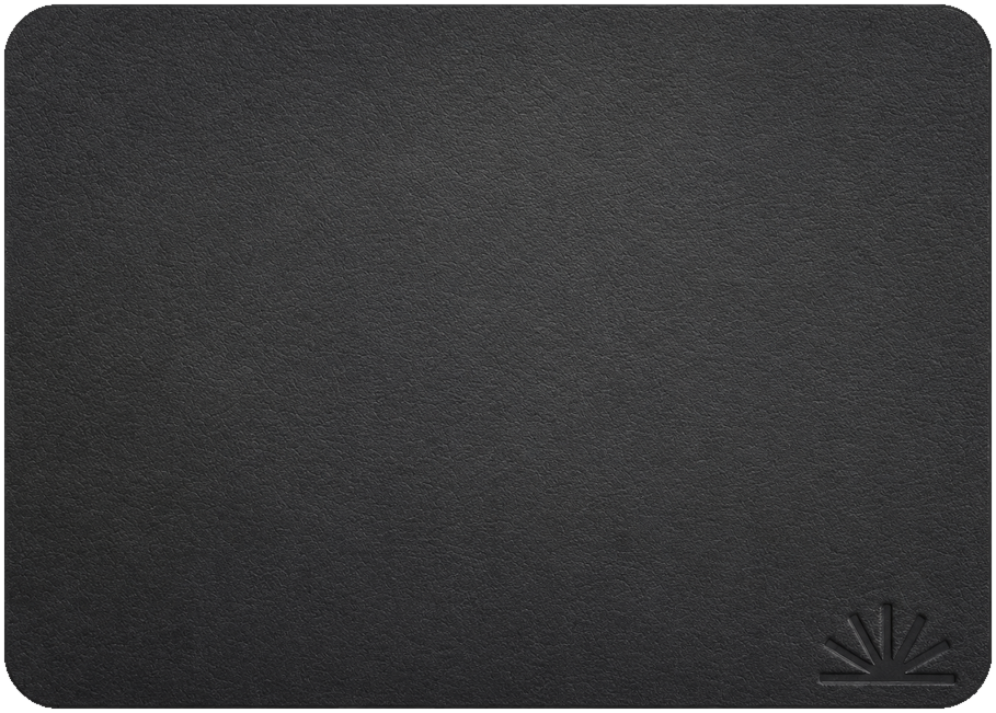 Compact Charcoal Black Napa leather mouse pad viewed from above