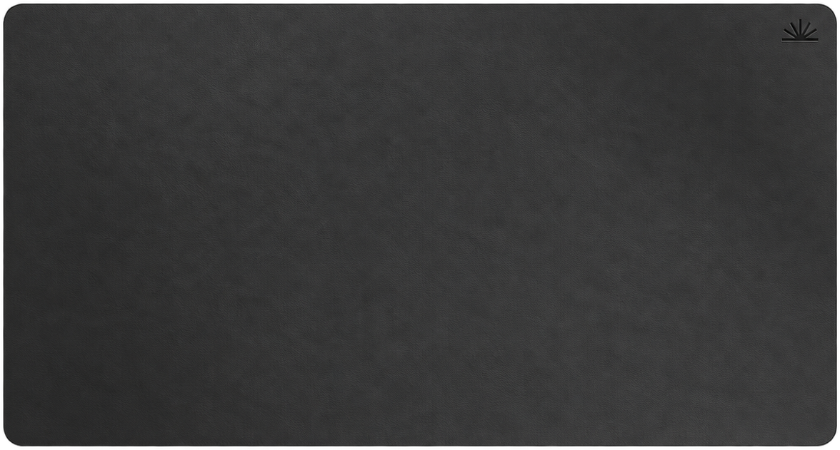 Large Charcoal Black Napa leather desk mat viewed from above